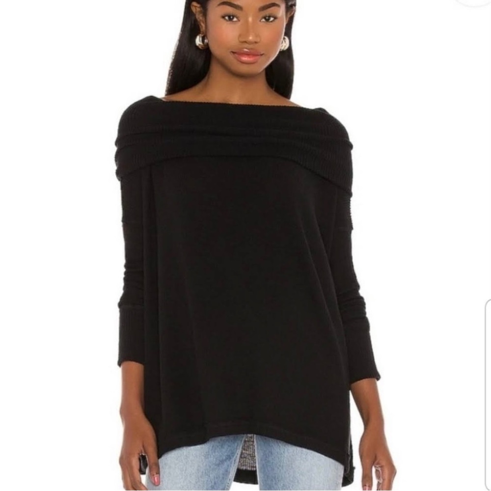 Free People Juicy Long Sleeve Black Top
